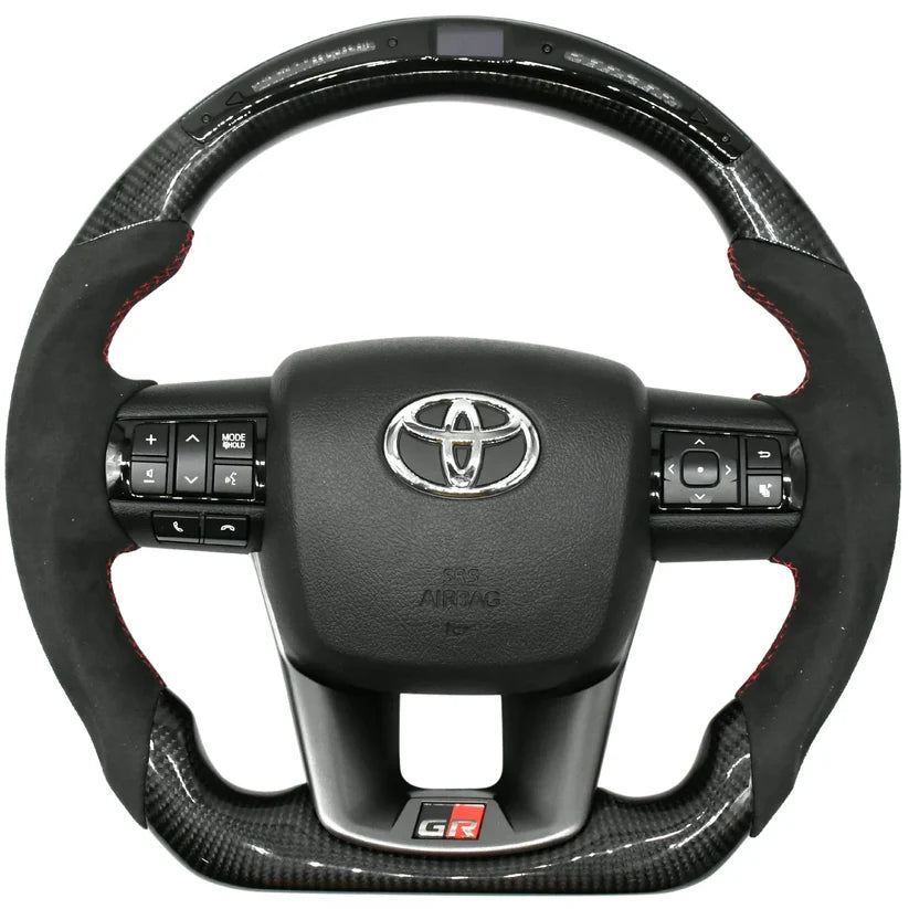 Toyota Fortuner / Crysta / Hilux Real Carbon Fibre steering wheel with LED alcantara