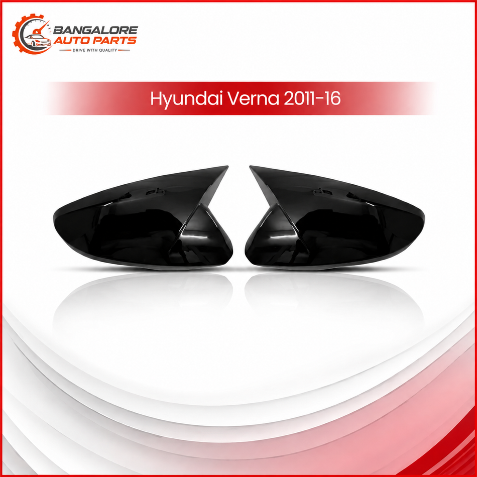 Hyundai Verna Batman Style Mirror Cover | Premium Gloss Black Finish Fits for (2012–2016) Models