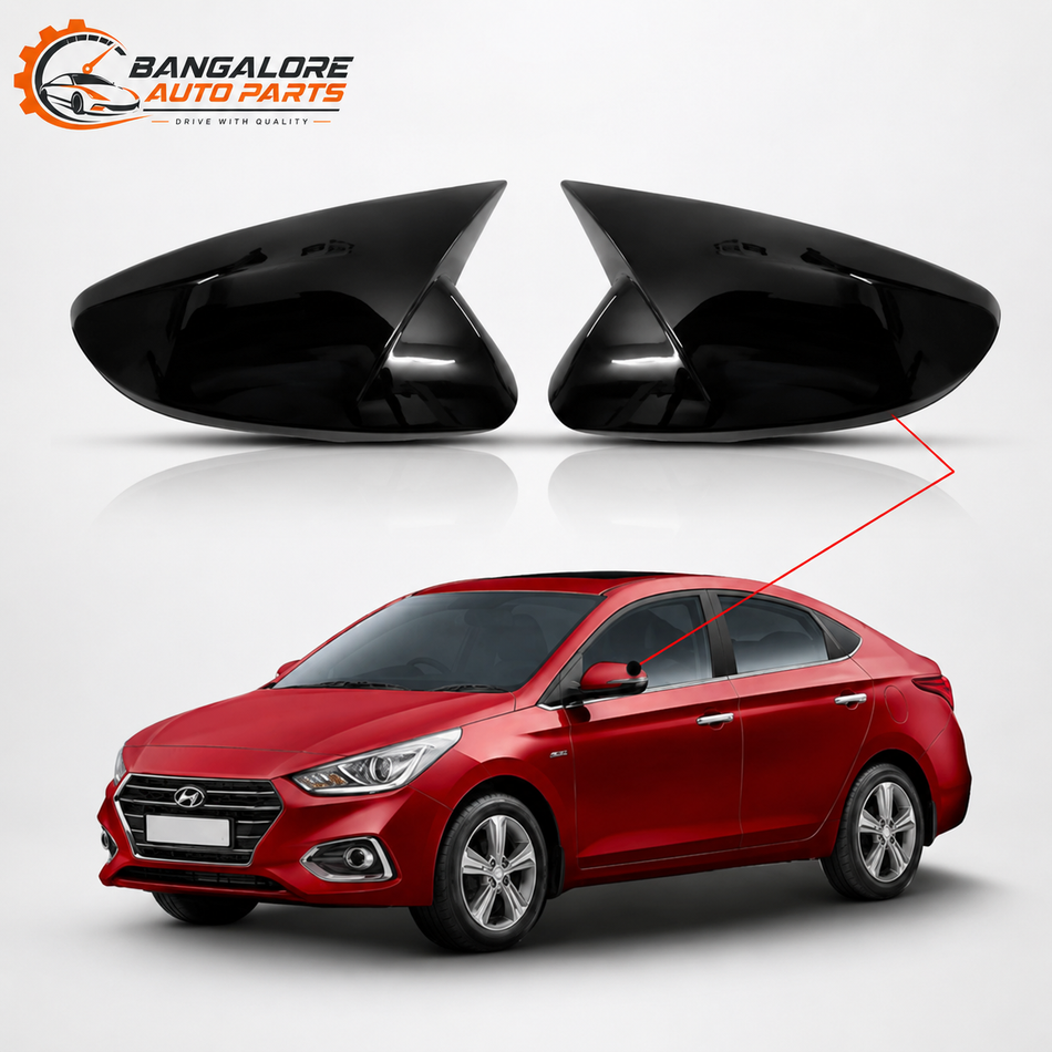 Hyundai Verna Batman Style Mirror Cover | Premium Gloss Black Finish Fits for (2012–2016) Models