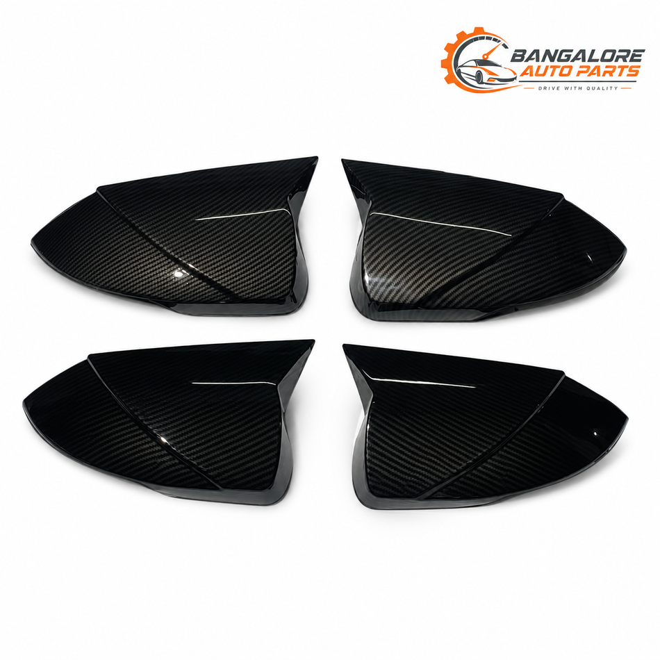 Hyundai Verna Batman-Style Mirror Covers | Premium Glossy Black/Carbon Finish | 2023+