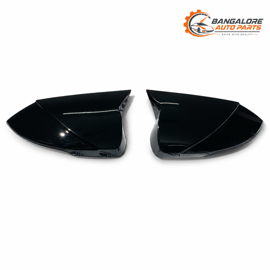 Hyundai Verna Batman-Style Mirror Covers | Premium Glossy Black/Carbon Finish | 2023+