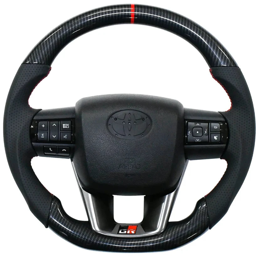 TOYOTA GR ORIGINAL CARBON FIBER STEERING WHEEL | PERFORATED LEATHER | RED -LINE COLOR