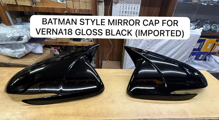 Hyundai Verna Batman Style Mirror Covers | Premium Gloss Black Finish Fits For (2017–2022)