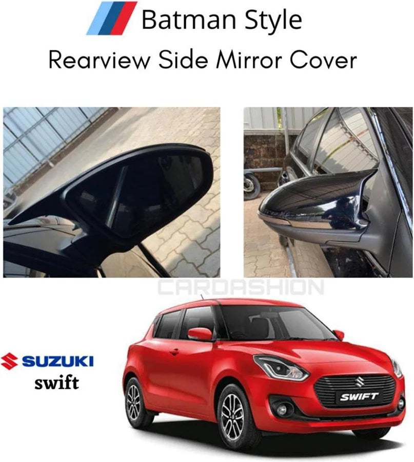 Maruti Suzuki Swift / Baleno / Glanza / Ignis Batman Style Mirror Covers | 2018+ Premium ABS